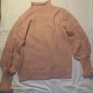 Pink turtleneck long sleeve woman sweater